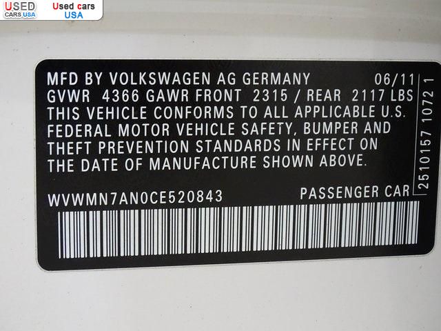 Car Market in USA - For Sale 2012  Volkswagen CC Sport